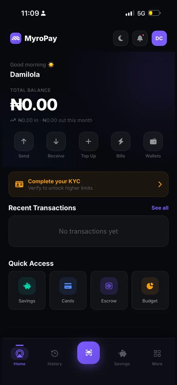 Wallet screen